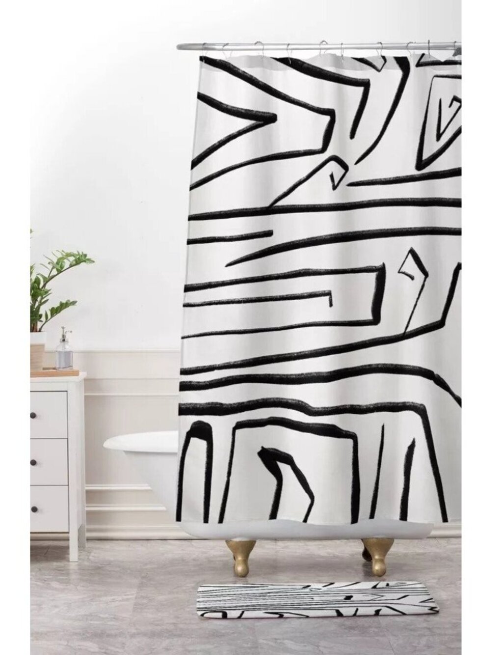 Viviana Gonzalez Deny Designs Black & White Geo Print Shower Curtain 69" x 72" - Picture 2 of 5